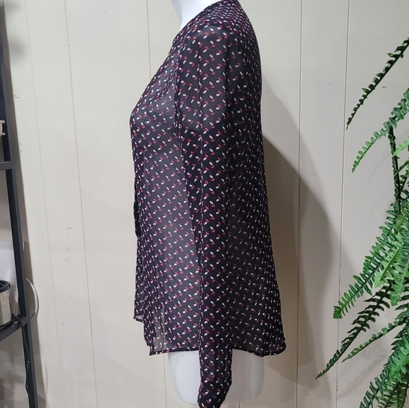 Ann Taylor Sheer Blouse Women's 4 Button Front Top Long Sleeve Lightweight - Picture 5 of 9